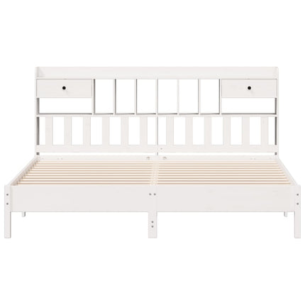 Letto Libreria senza Materasso Bianco 200x200 cm Legno di Pino