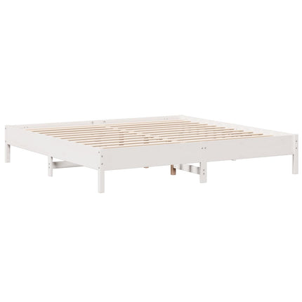 Letto Libreria senza Materasso Bianco 200x200 cm Legno di Pino