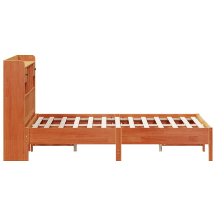 Letto Libreria senza Materasso Marrone Cera 140x200 cm in Pino