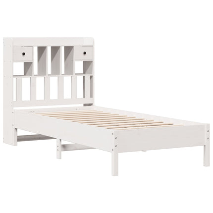 Letto Libreria senza Materasso Bianco 100x200 cm Legno di Pino