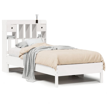 Letto Libreria senza Materasso Bianca 90x200 cm Legno di Pino