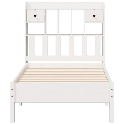 Letto Libreria senza Materasso Bianca 90x200 cm Legno di Pino