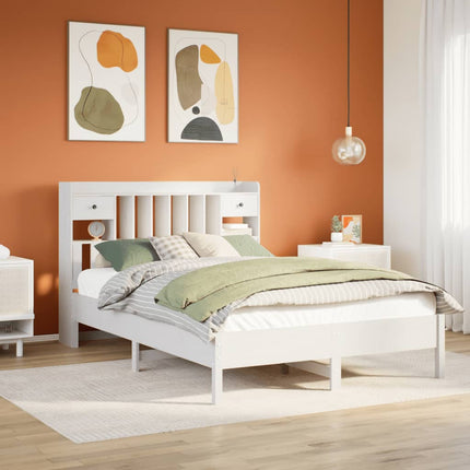 Letto Libreria senza Materasso Bianco 140x190 cm Legno di Pino