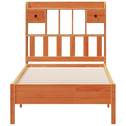 Letto Libreria senza Materasso Marrone Cera 90x190 cm in Pino