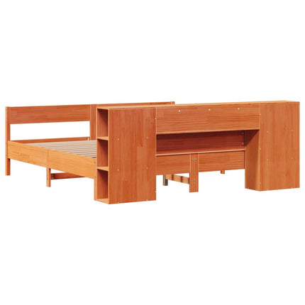 Letto Libreria senza Materasso Marrone Cera 180x200 cm in Pino
