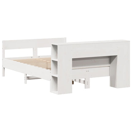 Letto Libreria senza Materasso Bianco 160x200 cm Legno di Pino