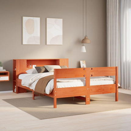 Letto Libreria senza Materasso Marrone Cera 120x200 cm in Pino