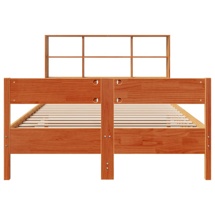 Letto Libreria senza Materasso Marrone Cera 150x200 cm in Pino