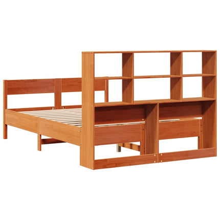Letto Libreria senza Materasso Marrone Cera 140x200 cm in Pino
