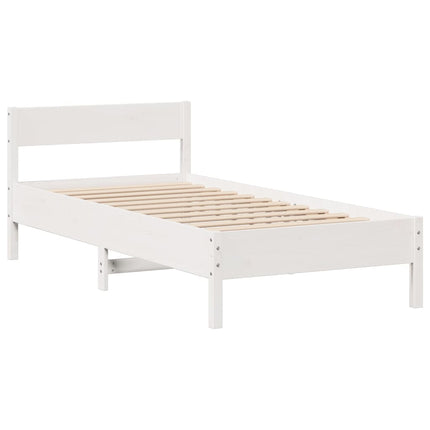 Letto Libreria senza Materasso Bianco 100x200 cm Legno di Pino