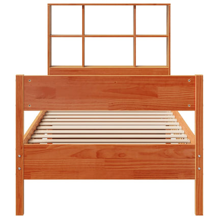 Letto Libreria senza Materasso Marrone Cera 90x200 cm in Pino