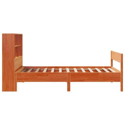 Letto Libreria senza Materasso Marrone Cera 90x200 cm in Pino