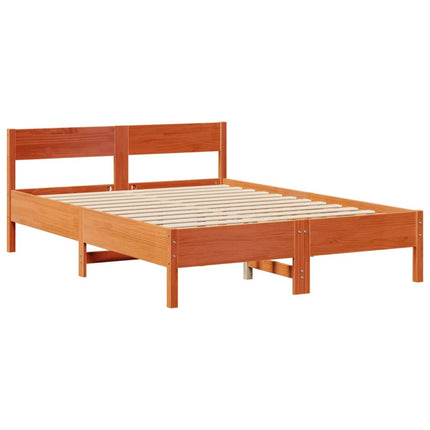 Letto Libreria senza Materasso Marrone Cera 135x190 cm in Pino