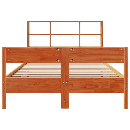 Letto Libreria senza Materasso Marrone Cera 120x190 cm in Pino