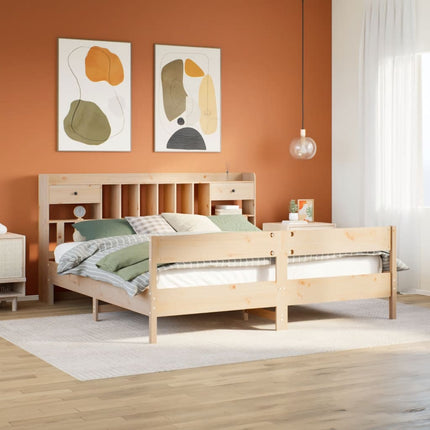 Letto Libreria senza Materasso 200x200 cm in Legno di Pino