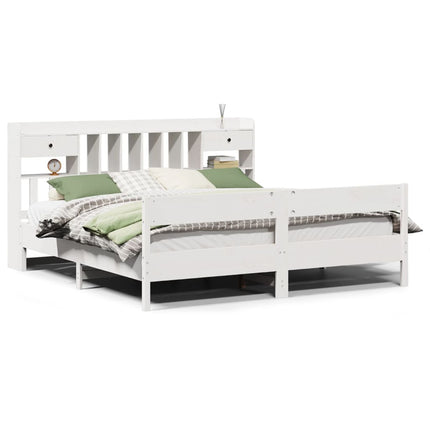 Letto Libreria senza Materasso Bianco 200x200 cm Legno di Pino