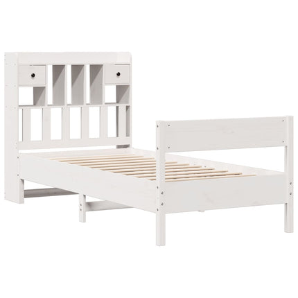 Letto Libreria senza Materasso Bianco 100x200 cm Legno di Pino