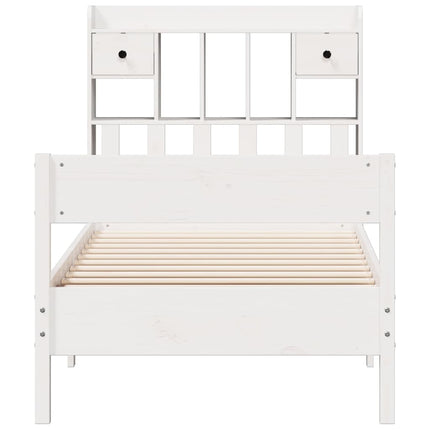 Letto Libreria senza Materasso Bianco 100x200 cm Legno di Pino