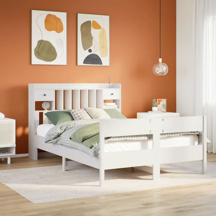 Letto Libreria senza Materasso Bianco 120x190 cm Legno di Pino