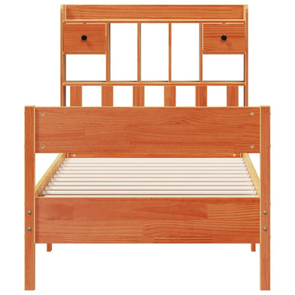 Letto Libreria senza Materasso Marrone Cera 75x190 cm in Pino