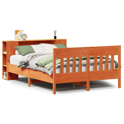 Letto Libreria senza Materasso Marrone Cera 120x200 cm in Pino