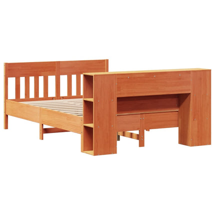 Letto Libreria senza Materasso Marrone Cera 120x200 cm in Pino