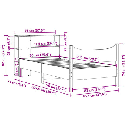 Giroletto senza Materasso Marrone Cera 90x200 cm Massello Pino