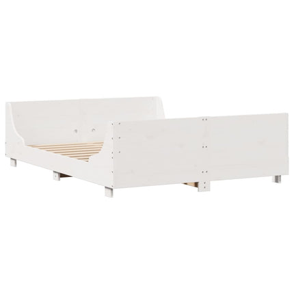 Letto senza Materasso Bianco 135x190 cm Legno Massello di Pino