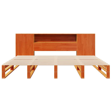 Letto Libreria senza Materasso Marrone Cera 200x200 cm Legno