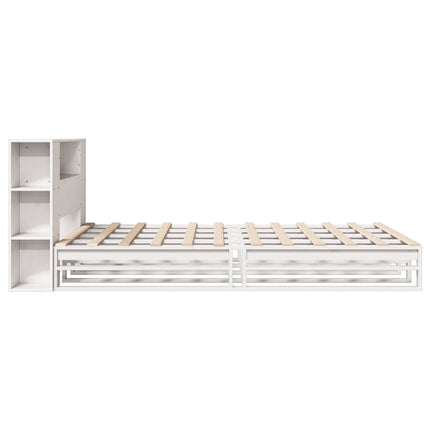 Letto Libreria senza Materasso Bianco 135x190 cm Legno Massello