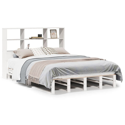 Letto Libreria senza Materasso Bianco 150x200 cm Legno Massello