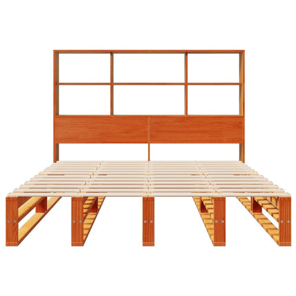 Letto Libreria senza Materasso Marrone Cera 160x200 cm Legno