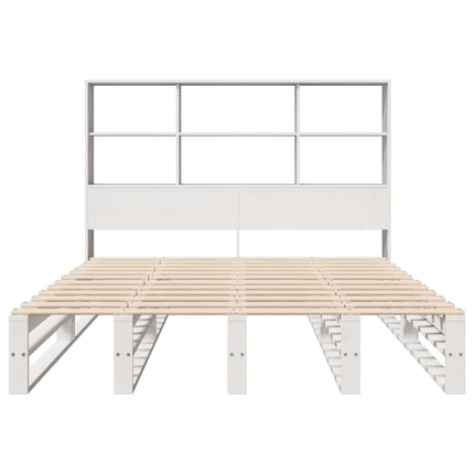 Letto Libreria senza Materasso Bianco 135x190 cm Legno Massello
