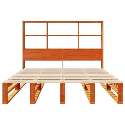 Letto Libreria senza Materasso Marrone Cera 140x190 cm Legno