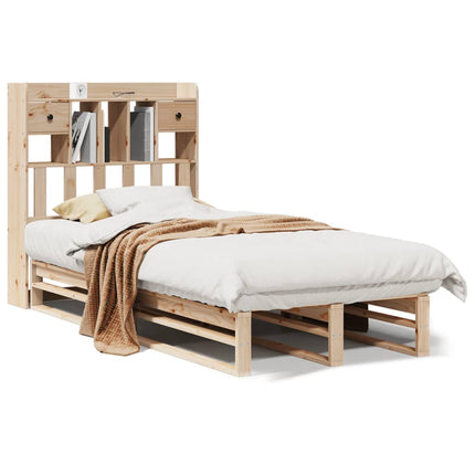 Letto Libreria senza Materasso 90x200 cm Legno Massello Pino
