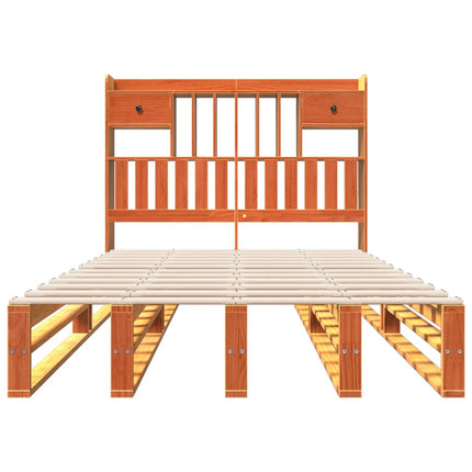 Letto Libreria senza Materasso Marrone Cera 120x200 cm in Pino