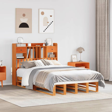 Letto Libreria senza Materasso Marrone Cera 120x200 cm in Pino
