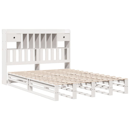 Letto Libreria senza Materasso Bianco 150x200 cm Legno di Pino