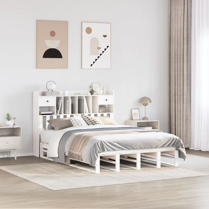 Letto Libreria senza Materasso Bianco 150x200 cm Legno di Pino
