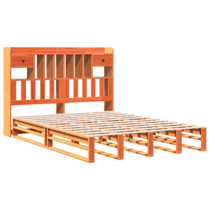 Letto Libreria senza Materasso Marrone Cera 150x200 cm in Pino