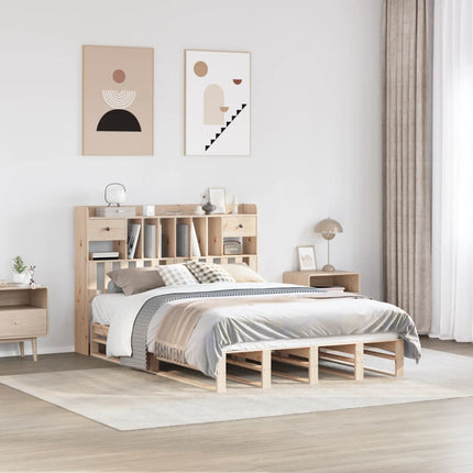 Letto Libreria senza Materasso 160x200 cm in Legno di Pino