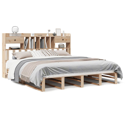 Letto Libreria senza Materasso 200x200 cm in Legno di Pino