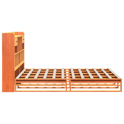 Letto Libreria senza Materasso Marrone Cera 200x200 cm in Pino