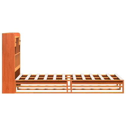Letto Libreria senza Materasso Marrone Cera 75x190 cm in Pino