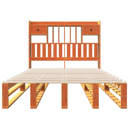 Letto Libreria senza Materasso Marrone Cera 120x190 cm in Pino