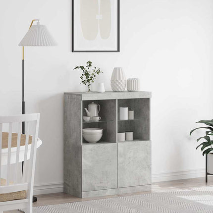Credenza Grigio Cemento 81x37x100 cm in Legno Multistrato