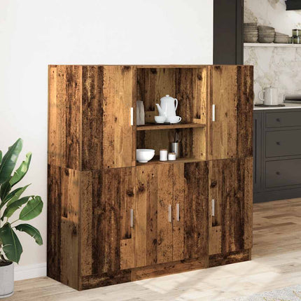Set di Mobili da Cucina 3 pz Legno Antico in Truciolato