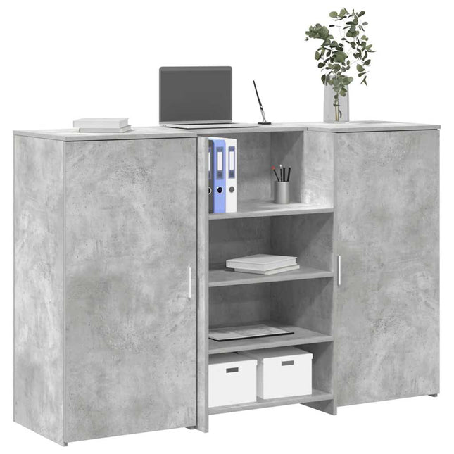 Banco Reception Grigio Cemento 155x50x103,5cm Legno Multistrato