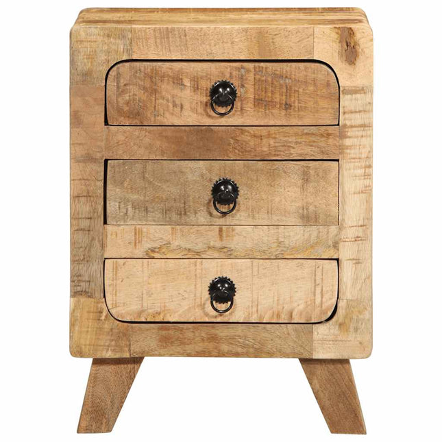 Comodino 37x32x50 cm in Legno Massello di Mango Grezzo