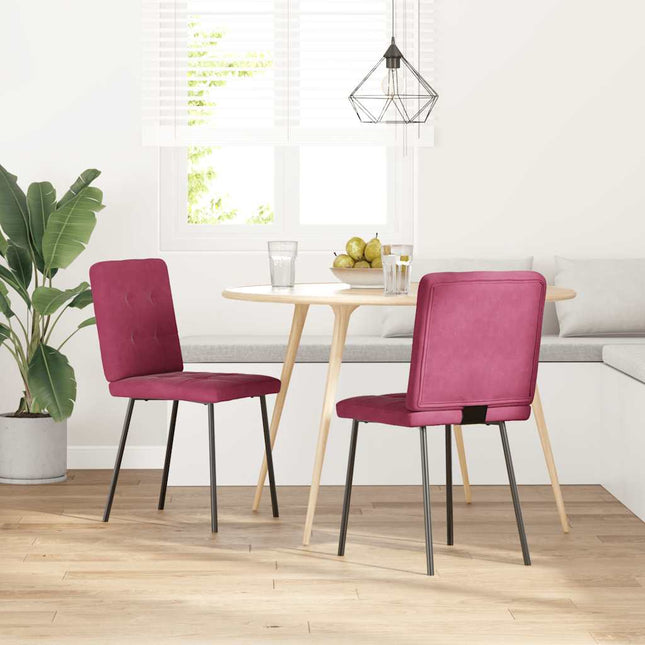 Sedie da Pranzo 2 pz Rosso Vino in Velluto